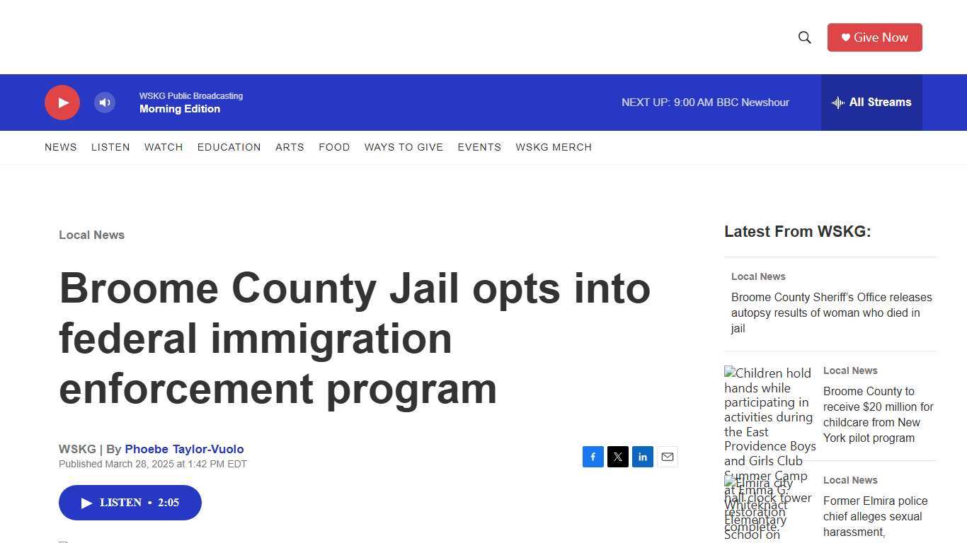 Broome County Jail opts into federal immigration enforcement program