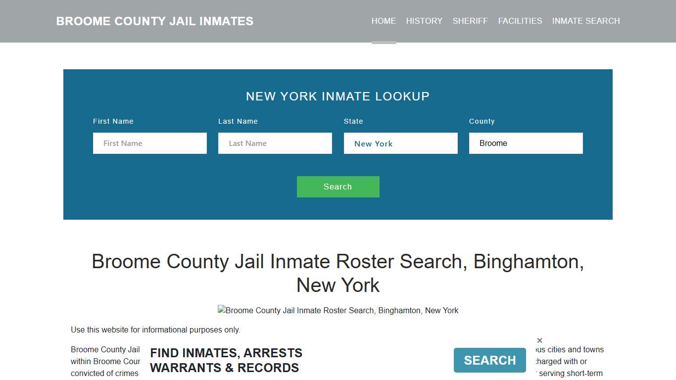 Broome County Jail Inmate Roster Lookup, Binghamton, NY