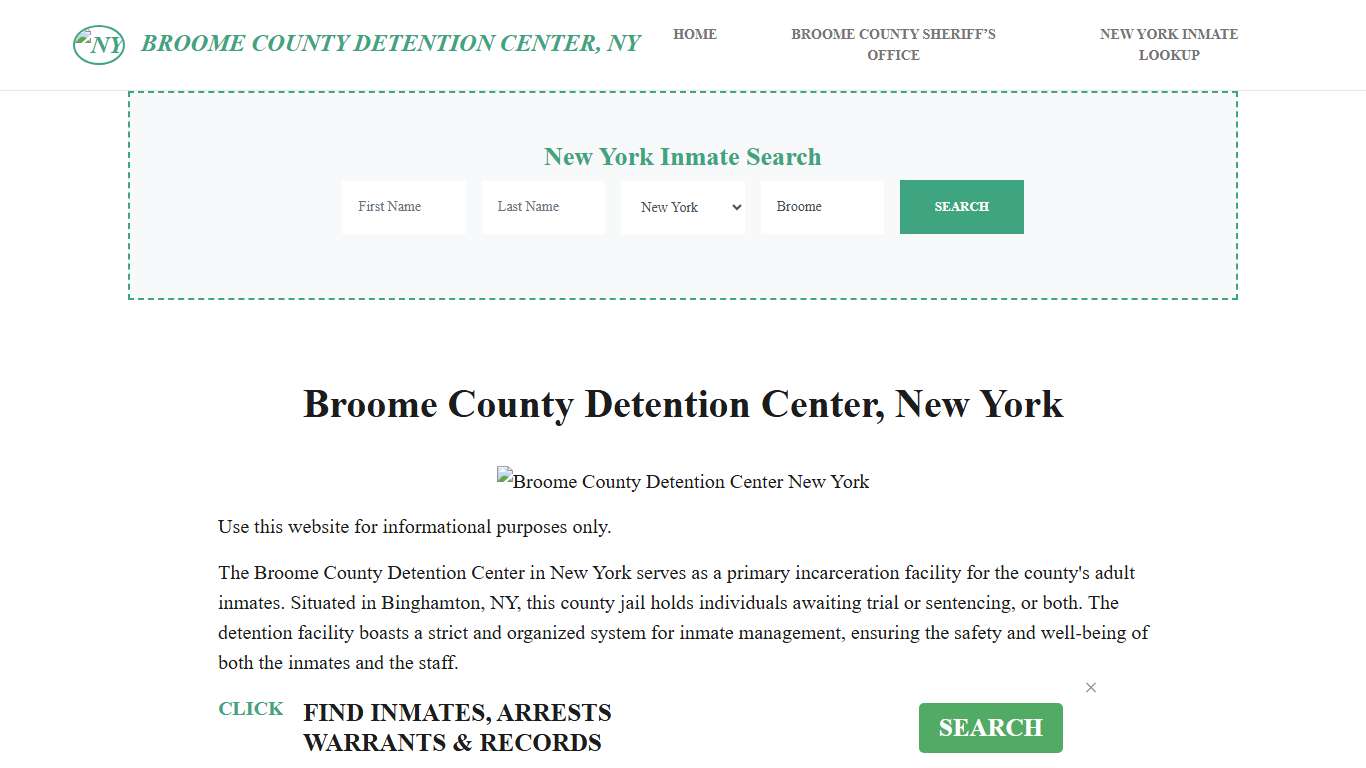 Broome County Detention Center, NY Inmate Roster, Offender Search